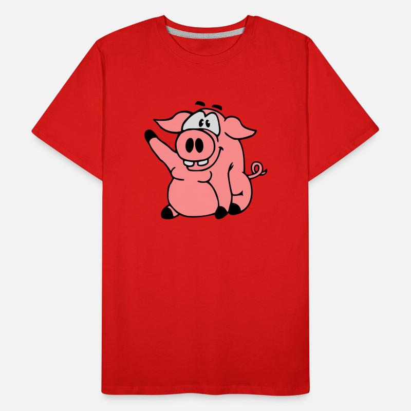Mignon bande dessinée bande dessinée ondes de cochon amical T-shirt bio Premium Homme