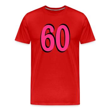 60th Birthday - Men's Premium Organic T-Shirt - red - Front - Damien (186cm)