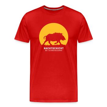 Nachtschicht bei Schweinesonne! Jäger Shirt Jaeger - Männer Premium Bio T-Shirt - Rot - Vorne - Damien (186cm)