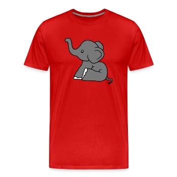 elefant sitzend suess kalb klein kind baby clipart - Männer Premium Bio T-Shirt - Rot - Vorne - Damien (186cm)