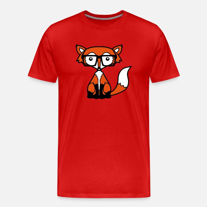 Nerd Fuchs Design - Männer Premium Bio T-Shirt - Rot