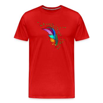 Feder - Männer Premium Bio T-Shirt - Rot - Vorne - Damien (186cm)
