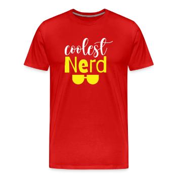 Coolest Nerd - Männer Premium Bio T-Shirt - Rot - Vorne - Damien (186cm)
