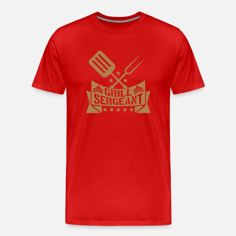 BBQ Grill Sergeant Grillmeister - Männer Premium Bio T-Shirt - Rot