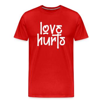 l’amour blesse l’amour police drôle dire - T-shirt bio Premium Homme - rouge - Devant - Damien (186cm)