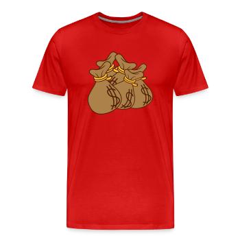 Viele Dollar Comic Geldsäcke - Männer Premium Bio T-Shirt - Rot - Vorne - Damien (186cm)