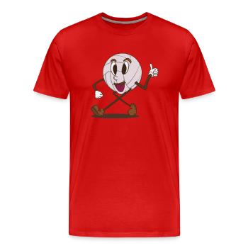funky volley ball personnage de dessin animé mignon marchant - T-shirt bio Premium Homme - rouge - Devant - Damien (186cm)