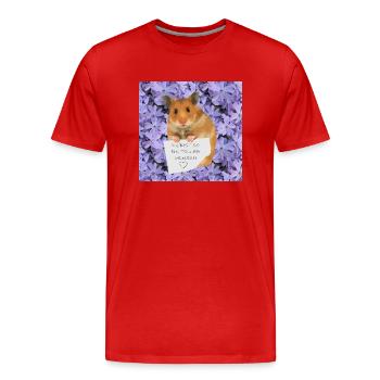 Hamster Zettel Botschaft Toller Mensch bist - Männer Premium Bio T-Shirt - Rot - Vorne - Damien (186cm)
