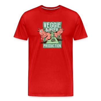 Veggie-Burger-Produktion Veggie-Burger-Produktion - Männer Premium Bio T-Shirt - Rot - Vorne - Damien (186cm)