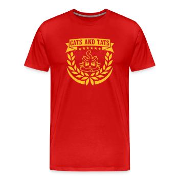 cats and tats Zitat - Männer Premium Bio T-Shirt - Rot - Vorne - Damien (186cm)