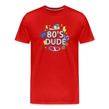 80èr DUDE - Männer Premium Bio T-Shirt - Rot - Vorne - Damien (186cm)