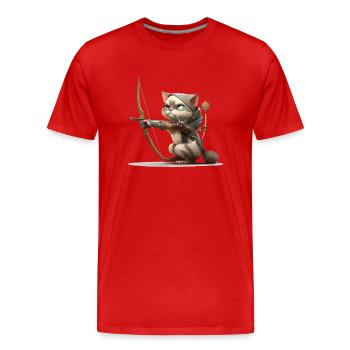 Miko le chat au tir à ll arc - T-shirt bio Premium Homme - rouge - Devant - Damien (186cm)