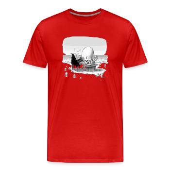 Cali the octopus pianist - Men's Premium Organic T-Shirt - red - Front - Damien (186cm)