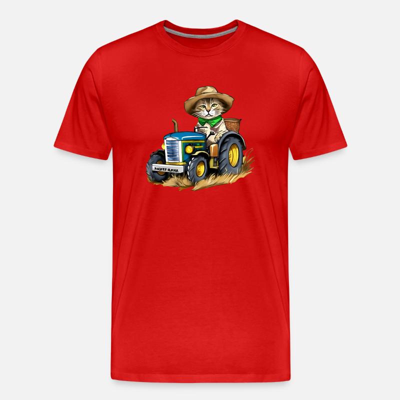 bauer katze - Männer Premium Bio T-Shirt - Rot