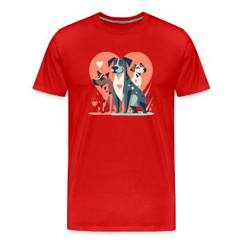Hundeliebe - Männer Premium Bio T-Shirt - Rot - Vorne - Damien (186cm)