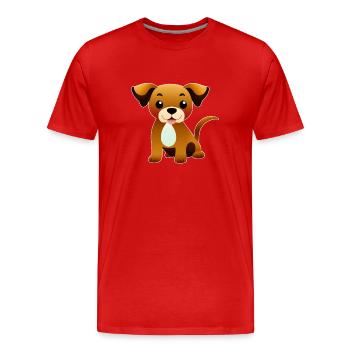 Kleiner brauner Hund, sitzend - Männer Premium Bio T-Shirt - Rot - Vorne - Damien (186cm)