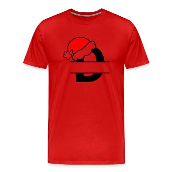 Alphabet Noël Lettre D a personnaliser - T-shirt bio Premium Homme - rouge - Devant - Damien (186cm)