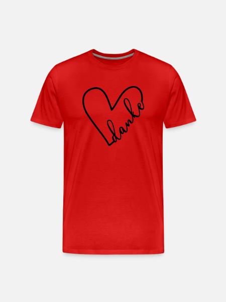 Herz Danke - Männer Premium Bio T-Shirt - Rot