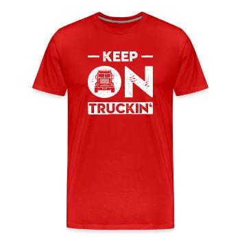 Design « Keep On Truckin » - cadeau parfait - T-shirt bio Premium Homme - rouge - Devant - Damien (186cm)