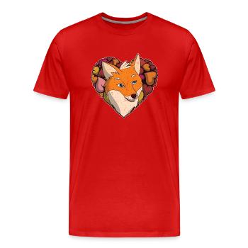 Coeur de renard, Animal de la forêt, cadeau de créature de la forêt, renard - T-shirt bio Premium Homme - rouge - Devant - Damien (186cm)