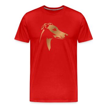 Windhund Greyhound, Hundekopf, Zeichnung bronze - Männer Premium Bio T-Shirt - Rot - Vorne - Damien (186cm)