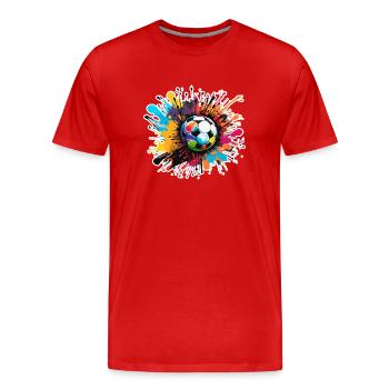 Football / Jeu / Ballon / Terrain / Tir - T-shirt bio Premium Homme - rouge - Devant - Damien (186cm)