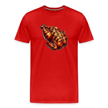 Chicken - Men's Premium Organic T-Shirt - red - Front - Damien (186cm)