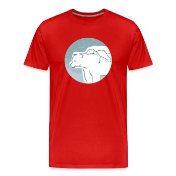 Eisbär mit Jungem - Männer Premium Bio T-Shirt - Rot - Vorne - Damien (186cm)