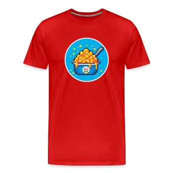 Mac n Cheese Pixelkunst - Männer Premium Bio T-Shirt - Rot - Vorne - Damien (186cm)