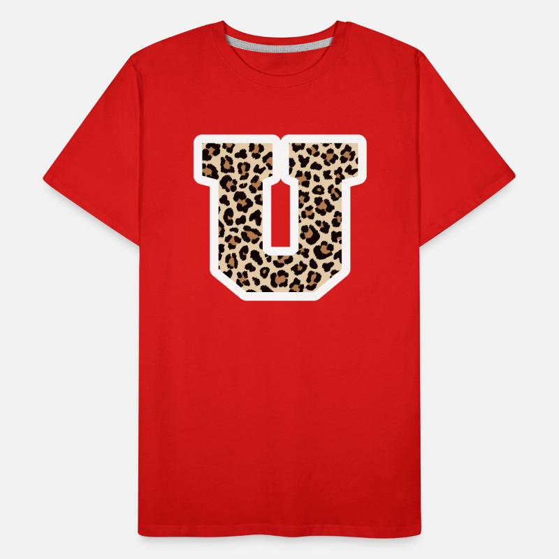 letter U leopard pattern - birthday gift idea Men's Premium Organic T-Shirt