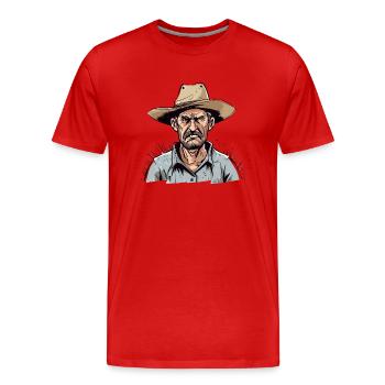 Paysan énervé n°1 - T-shirt bio Premium Homme - rouge - Devant - Damien (186cm)