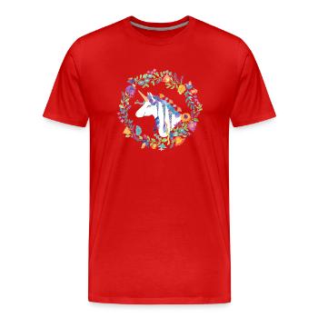 Fleurs de licorne - T-shirt bio Premium Homme - rouge - Devant - Damien (186cm)