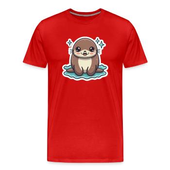 Seelöwen-Liebhaber - Männer Premium Bio T-Shirt - Rot - Vorne - Damien (186cm)
