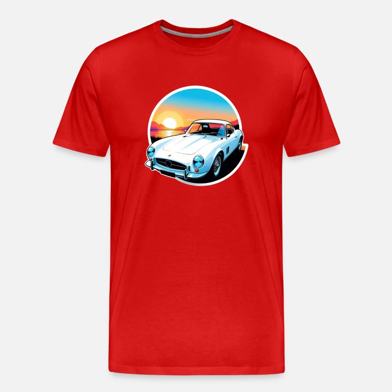 Oldtimer Sonnenuntergang - Männer Premium Bio T-Shirt - Rot