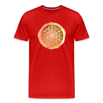 Lebensblume 3D - Männer Premium Bio T-Shirt - Rot - Vorne - Damien (186cm)