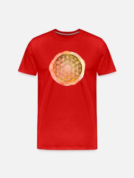 Lebensblume 3D - Männer Premium Bio T-Shirt - Rot