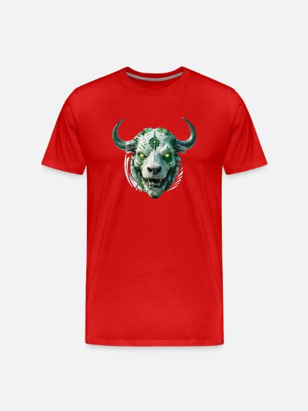 cyber bull scull - Männer Premium Bio T-Shirt - Rot