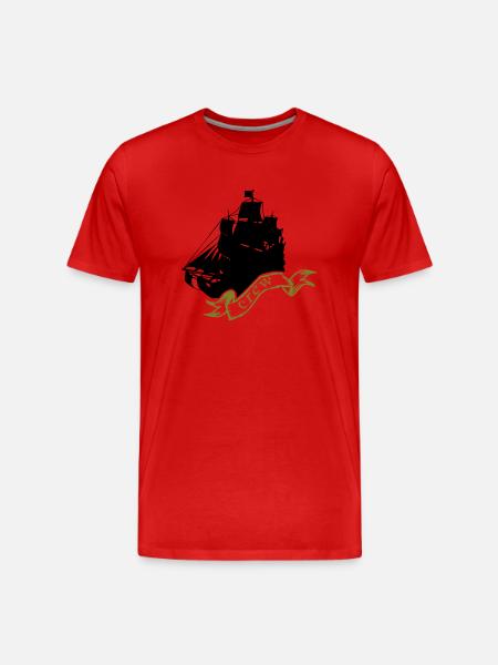 piratenschiff - Männer Premium Bio T-Shirt - Rot