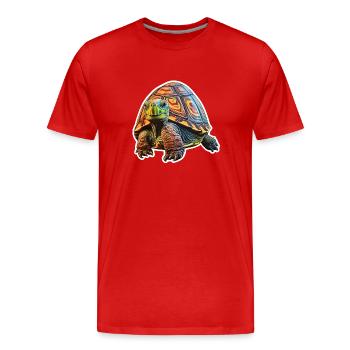 Tortue psychédélique - T-shirt bio Premium Homme - rouge - Devant - Damien (186cm)