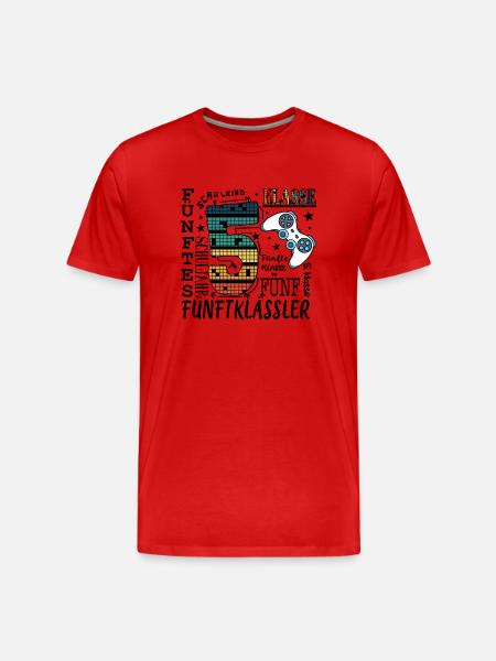 5. Klasse Gaming - Männer Premium Bio T-Shirt - Rot