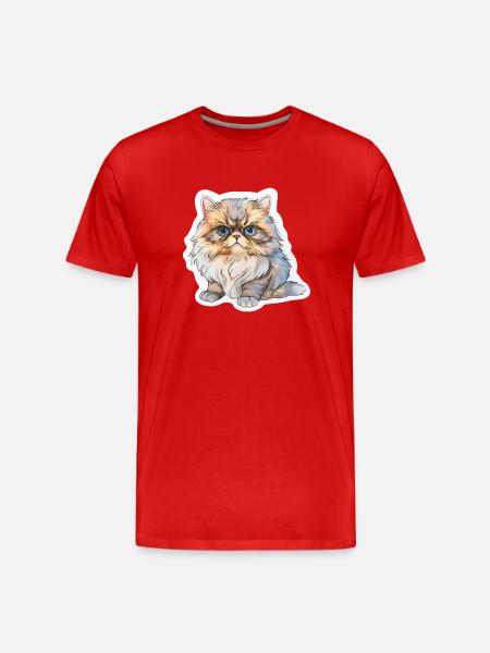Persian cat chubby - Men's Premium Organic T-Shirt - red