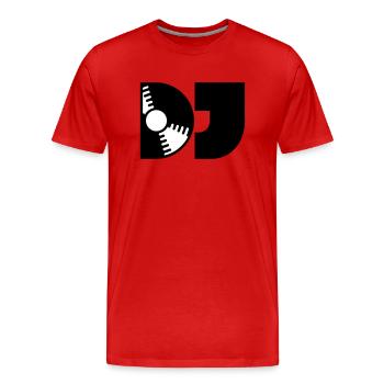 Typographie de disque vinyle DJ - T-shirt bio Premium Homme - rouge - Devant - Damien (186cm)