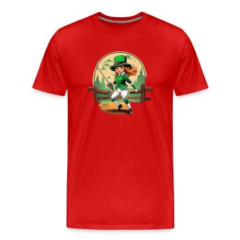 Clôture Trèfle de la Saint-Patrick - T-shirt bio Premium Homme - rouge - Devant - Damien (186cm)