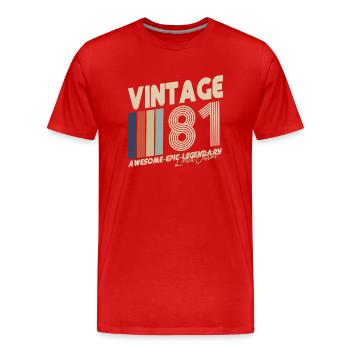 1981 - Men's Premium Organic T-Shirt - red - Front - Damien (186cm)