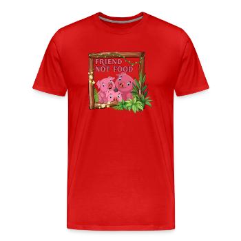 Freunde nicht essen Vegane Botschaft - Männer Premium Bio T-Shirt - Rot - Vorne - Damien (186cm)