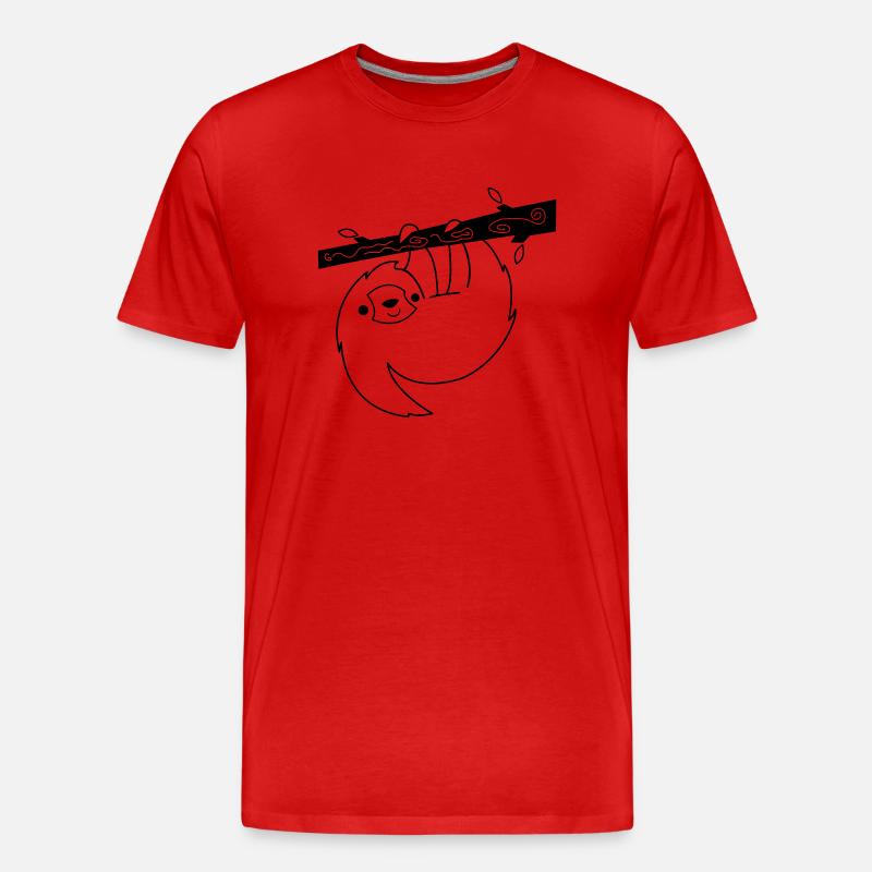 faultier 001 - Männer Premium Bio T-Shirt - Rot