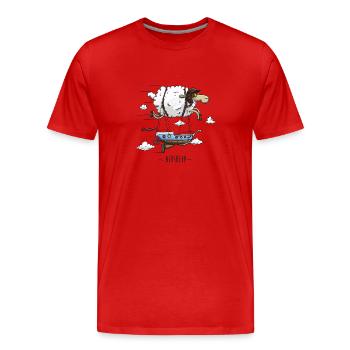 Luftschiff Fliegende Schafe - Männer Premium Bio T-Shirt - Rot - Vorne - Damien (186cm)