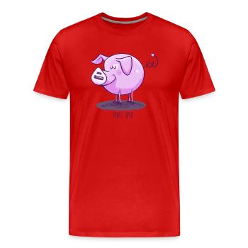 Porc USB - T-shirt bio Premium Homme - rouge - Devant - Damien (186cm)