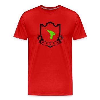 bohrmaschine wappen - Männer Premium Bio T-Shirt - Rot - Vorne - Damien (186cm)