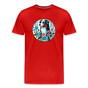 Border Collie - Men's Premium Organic T-Shirt - red - Front - Damien (186cm)